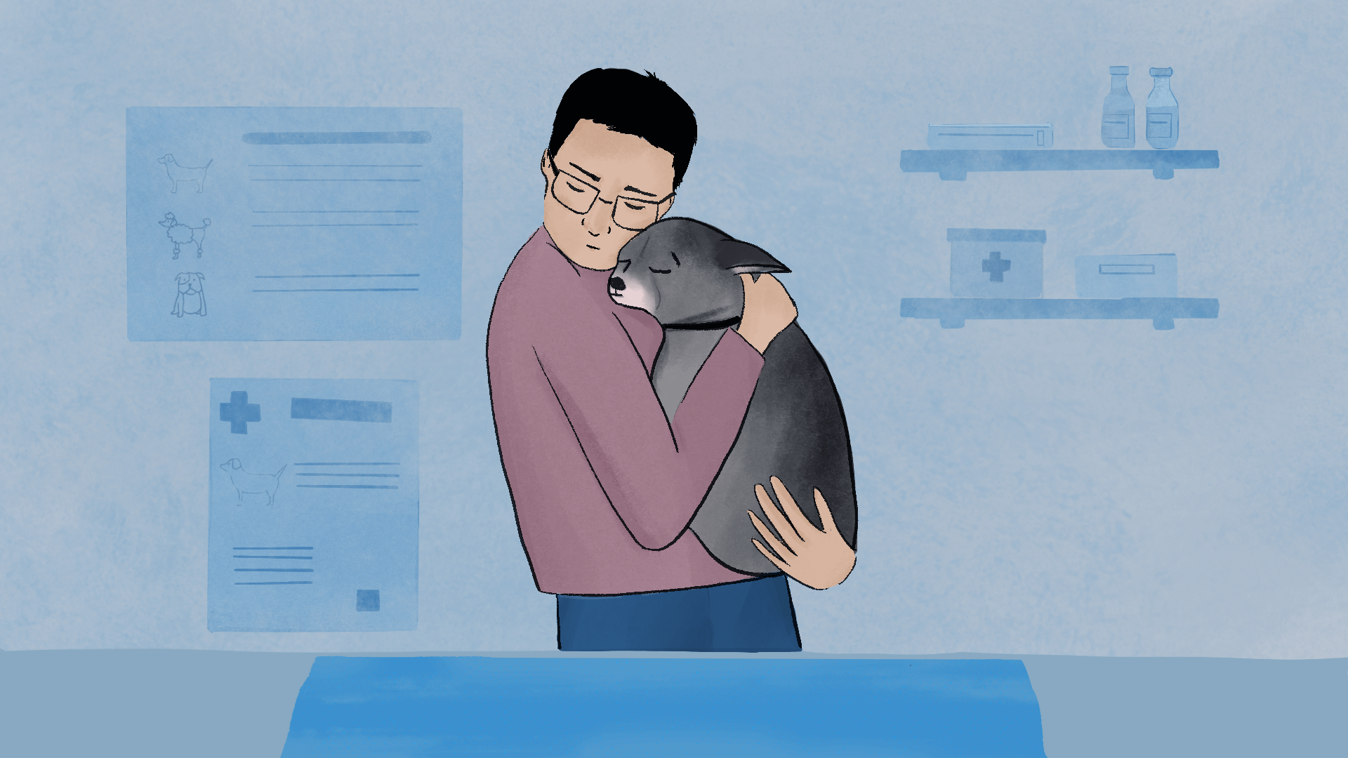 Editorial illustration about grieving your pets