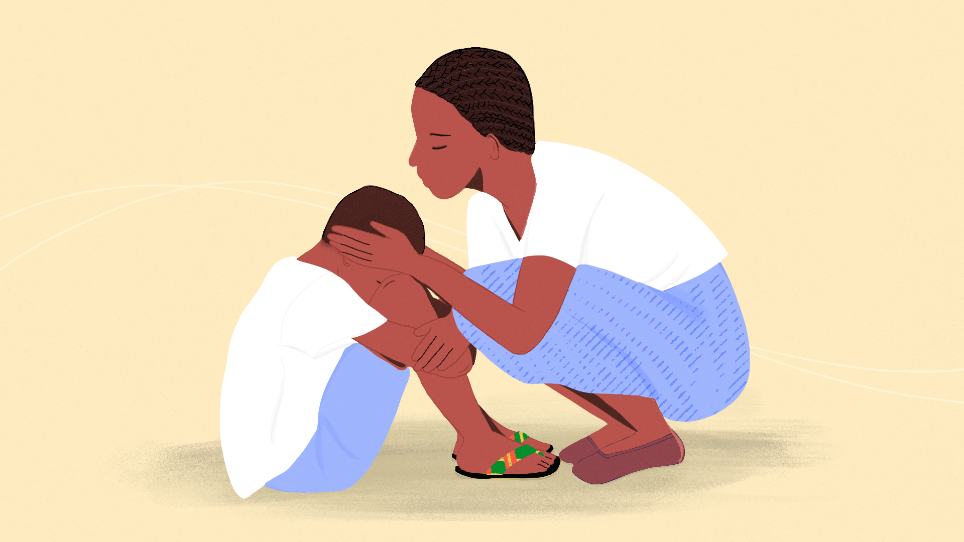 Editorial illustration about a boy and his mom