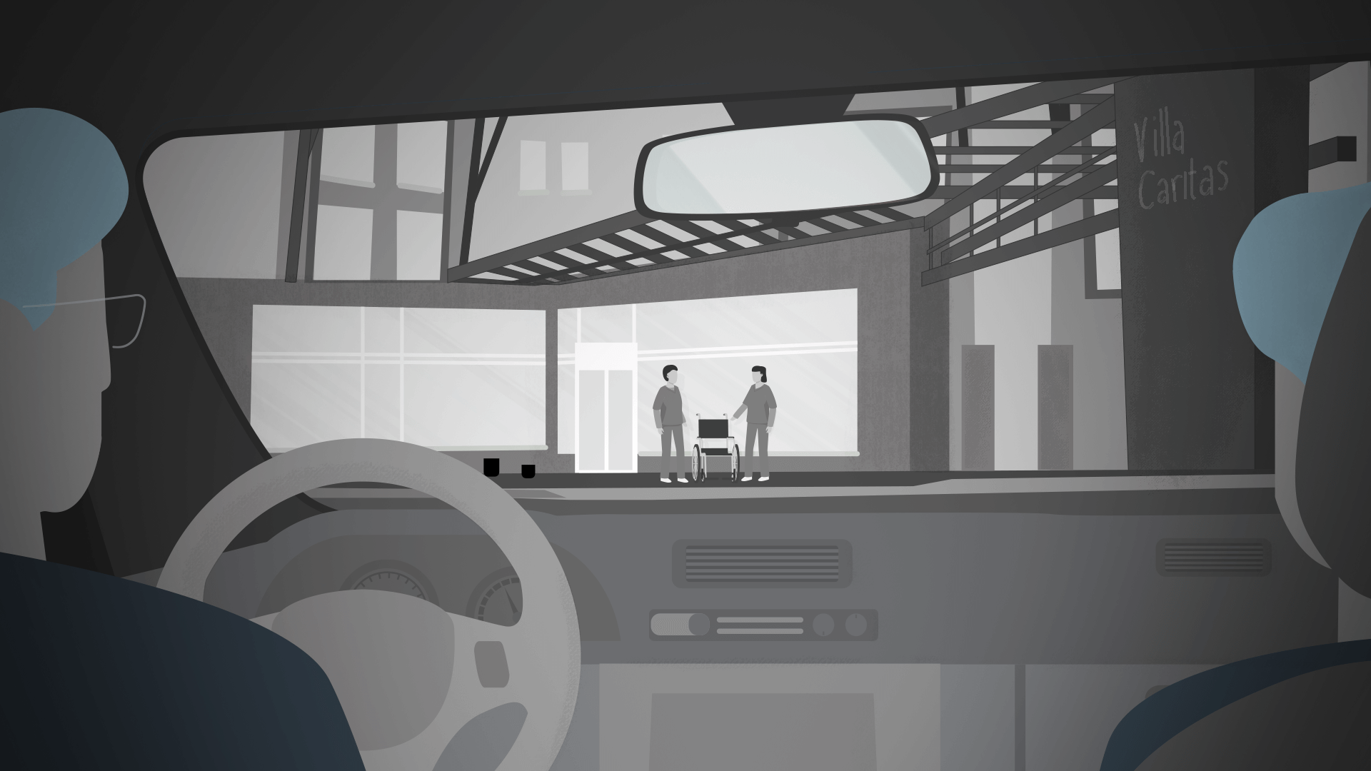 Editorial illustration about tension and senior homes